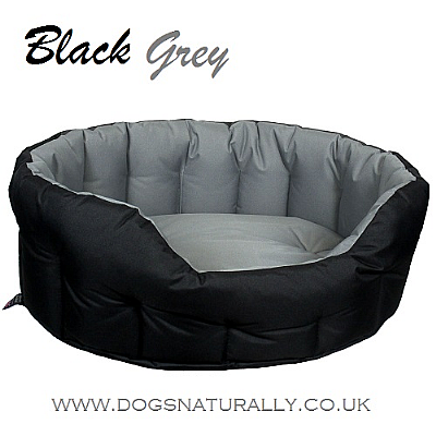 Oval Waterproof Dog Beds (Black/Grey)